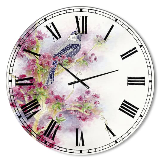 Designart Cherry Blossom Days Large Cottage Wall Clock